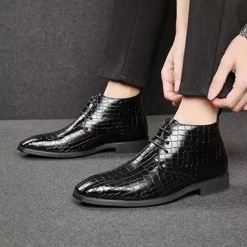 Новые мужские модельные кожаные туфли, роскошные модные свадебные туфли для жениха, мужские ботинки martin в итальянском стиле, большие размеры 38-48 38 чёрный