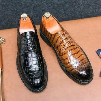 Новые мужские модельные кожаные туфли, роскошные модные свадебные туфли для жениха, мужские туфли-броги в английском стиле 38 коричневый