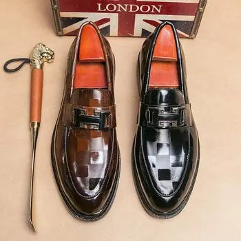 Новые мужские модельные кожаные туфли, роскошные модные свадебные туфли для жениха, мужские туфли дерби в английском стиле 38 чёрный