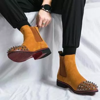 Новые мужские модные ботинки с острым носком, повседневная обувь, ботинки в итальянском стиле 38 коричневый