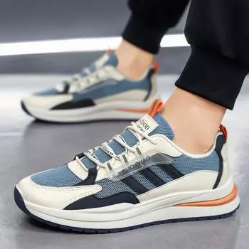 Новые мужские модные дышащие кроссовки для ходьбы на все времена года для студентов, трендовые повседневные кроссовки для бега, для занятий спортом, для активного отдыха 39 белый/синий