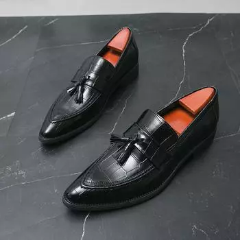 Новые мужские модные классические оксфорды, повседневная кожаная обувь, лоферы для вождения, свадебные туфли, мокасины в итальянском стиле 38 чёрный
