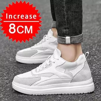 Новые мужские модные кожаные кроссовки, увеличивающие рост, невидимые дышащие кроссовки, увеличивающие рост, 8/10 см, мужские повседневные модные легкие кроссовки 36