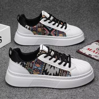 Новые мужские модные кроссовки на толстой подошве, увеличивающие рост, молодежные модные повседневные туфли, студенческие вышитые парусиновые теннисные туфли 39