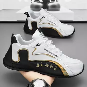 Новые мужские модные кроссовки, удобная нескользящая дышащая спортивная обувь 39 белый/чёрный