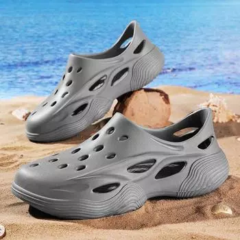 Новые мужские модные летние сандалии, однотонные ультрамягкие сабо из ЭВА для мужчин, дышащая садовая обувь, быстросохнущая болотная пляжная обувь 38-39