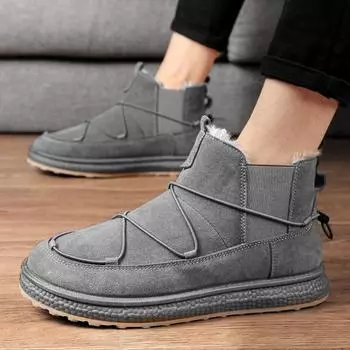 Новые мужские модные осенне-зимние туфли со средним верхом для студентов, трендовые удобные кроссовки для мальчиков, мужские классические дышащие зимние ботинки 39 чёрный