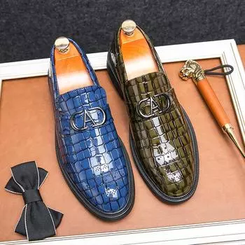 Новые мужские модные повседневные кожаные туфли INS в британском стиле, свадебные туфли для вождения, мокасины 38 синий