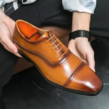 Новые мужские модные повседневные кожаные туфли INS в британском стиле, свадебные туфли для вождения, мокасины 38 коричневый