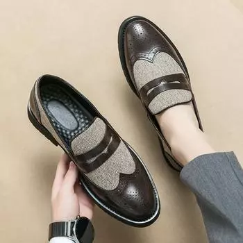 Новые мужские модные повседневные кожаные туфли INS в британском стиле, свадебные туфли для вождения, мокасины 38 коричневый