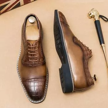 Новые мужские модные повседневные кожаные туфли INS в британском стиле, свадебные туфли для вождения, мокасины 38 коричневый