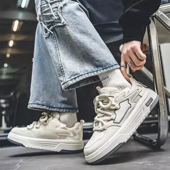 Новые мужские модные повседневные низкие дышащие туфли для скейтбординга, удобные кроссовки для мальчиков, трендовая мужская обувь для студентов на мягкой подошве 39 бежевый