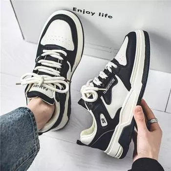 Новые мужские модные повседневные низкие кеды для скейтбординга, удобные кроссовки для мальчиков, студенческие универсальные спортивные кроссовки на мягкой подошве для подростков 39 чёрный/белый