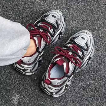 Новые мужские модные повседневные спортивные туфли для студентов, толстая подошва, удобные кроссовки для мальчиков, мужские классические дышащие баскетбольные кроссовки для спортзала 39 красный/бежевый