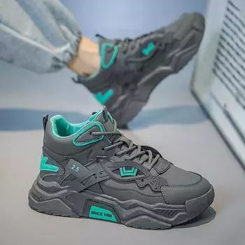 Новые мужские модные повседневные туфли для мальчиков и студентов, высокие трендовые кроссовки с мягкой подошвой, удобные мужские классические дышащие кроссовки для спортзала 39 чёрный