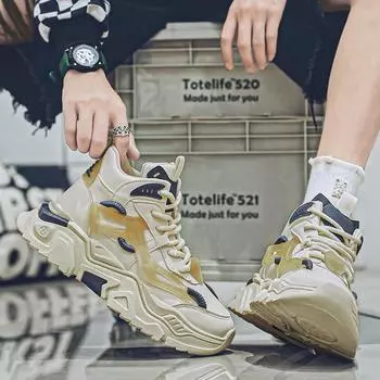 Новые мужские модные повседневные высокие спортивные туфли для студентов, удобные кроссовки на толстой подошве для мальчиков, мужские классические дышащие баскетбольные кроссовки 39 чёрный