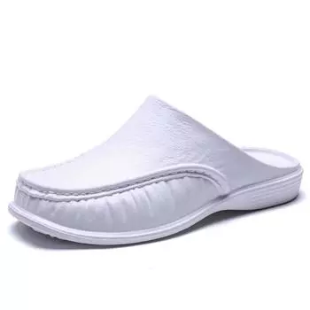 Новые мужские модные сандалии, Нескользящие ажурные тапочки, уличная пляжная обувь, повседневная обувь для ленивых, уличная обувь, большие размеры 40-47 40 белый