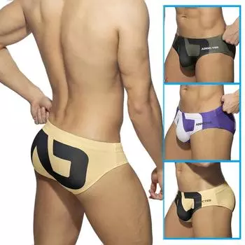 Новые мужские модные треугольные плавки, трусы с принтом, трусы для пляжного отдыха M золотой