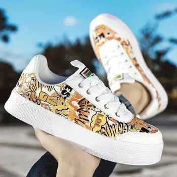 Новые мужские модные уличные граффити-кроссовки для скейтбординга с низким верхом, удобные, нескользящие, износостойкие, универсальные спортивные туфли 39 фиолетовый