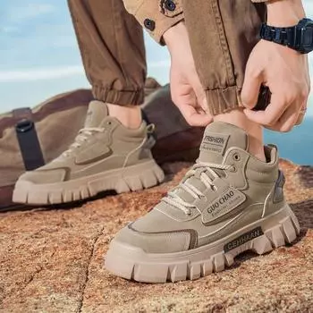 Новые мужские модные высокие дышащие кроссовки для скейтбординга для студентов, мальчиков, трендовые спортивные повседневные кроссовки с мягкой подошвой 39 хаки