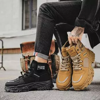 Новые мужские модные зимние высокие дышащие кроссовки для скейтбординга для студентов, мальчиков, трендовые спортивные повседневные кроссовки с мягкой подошвой 39 чёрный