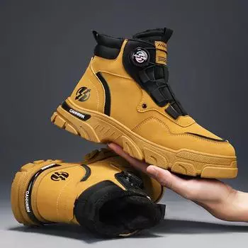 Новые мужские модные зимние высокие дышащие кроссовки для скейтбординга для студентов, мальчиков, трендовые спортивные повседневные кроссовки с мягкой подошвой 39 жёлтый
