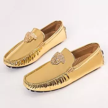 Новые мужские мокасины 2024 года, золотисто-красные, роскошные брендовые, модные, дизайнерские, лакированные, кожаные, для вождения, мужская, удобная, повседневная обувь для мужчин 38