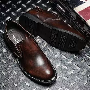 Новые мужские мокасины, дышащая обувь для ходьбы на открытом воздухе для мужчин, кожаные туфли, модные туфли без застежек, деловые туфли, мокасины 38 чёрный