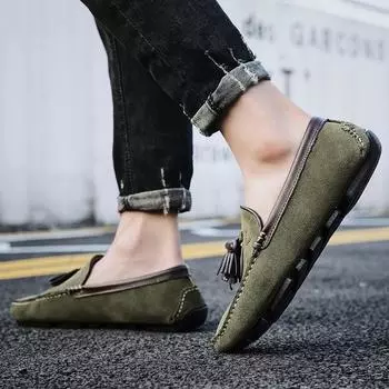 Новые мужские мокасины, мягкие мокасины, летняя обувь, мужская обувь высокого качества, повседневная замшевая кожа, туфли на плоской подошве для вождения, итальянская прогулочная обувь 38 чёрный