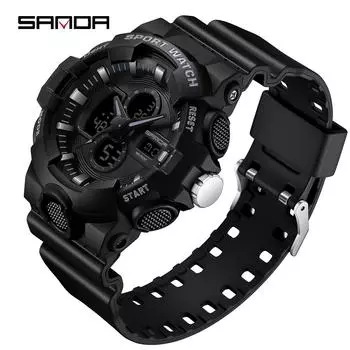 Новые мужские молодежные студенческие часы SANDA, модные трендовые светящиеся персонализированные электронные часы для занятий спортом на открытом воздухе