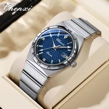 Новые мужские наручные часы водонепроницаемые из нержавеющей стали кварцевые часы с датой деловые повседневные наручные часы мужские подарочные белый