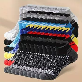 Новые мужские носки с мягкой подошвой, спортивные носки с низкой посадкой, спортивные и развлекательные носки с заниженной талией, носки для бега, велоспорта, походов, 20 пар 20pairs разноцветный