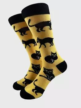 Новые мужские носки в стиле хип-хоп с принтом животных Harejuku Happy Funny, новинка, личные носки средней длины с принтом кошек, зебры, панды, носки для скейтбординга One Size (38-44)