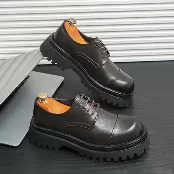Новые мужские офисные кожаные туфли, деловые туфли, джентльменские деловые туфли класса люкс ручной работы, классические туфли на шнуровке, для банкета, карьеры, низкие туфли 38 чёрный