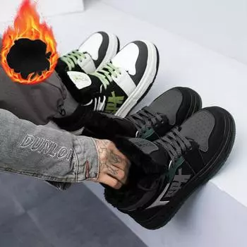 Новые мужские осенне-зимние классические модные высокие толстые подошвы для скейтбординга удобные мягкие баскетбольные кроссовки 39 серый/чёрный