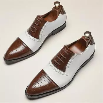 Новые мужские остроносые белые черно-комбинированные лоферы броги обувь роскошный дизайнерский мужской свадебный наряд для выпускного вечера обувь zapatos hombre 38