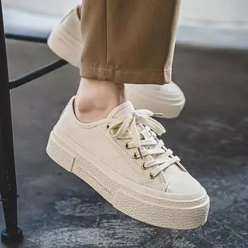 Новые мужские парусиновые туфли на толстой подошве, классические и универсальные, черного цвета, для прогулок по улице, для повседневной молодежной вечеринки. 38 чёрный