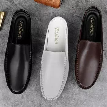 Новые мужские повседневные классические туфли-лодочки из натуральной кожи, полулоферы, высококачественные полутапочки на плоской подошве, мужские туфли Muller 37