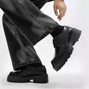 Новые мужские повседневные кожаные туфли из рога носорога, увеличивающие рост, молодежные туфли на платформе, свадебные туфли для шафера, корейская версия 38