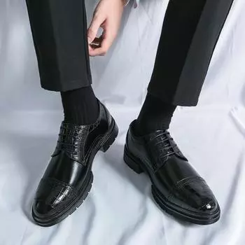 Новые мужские повседневные кожаные туфли, модные деловые туфли в британском стиле, трендовая обувь 38