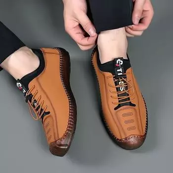 Новые мужские повседневные кожаные туфли, повседневные туфли с одной педалью из говяжьих сухожилий на мягкой подошве, легкие и удобные мужские туфли импортного производства 39