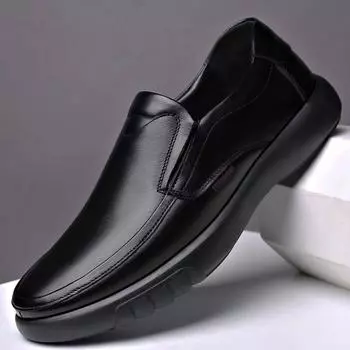 Новые мужские повседневные кожаные туфли с мягкой подошвой и мягкой поверхностью, мужские дышащие туфли для пап, легкие слипоны, мужские повседневные одиночные туфли 39