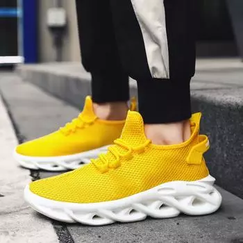 Новые мужские повседневные кроссовки для бега на открытом воздухе, спортивная обувь, модные дышащие легкие теннисные туфли, мужские кроссовки 39 жёлтый