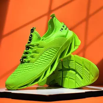 Новые мужские повседневные кроссовки Fly Woven Breathable TPU Blade Style Sole, износостойкие, нескользящие, для тенниса и баскетбола 39 зелёный
