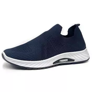 Новые мужские повседневные кроссовки Flying Woven Running Shoes Soft Sole Trend Men s Singles slip-on loafers Sneakers Shoes H474 39 чёрный