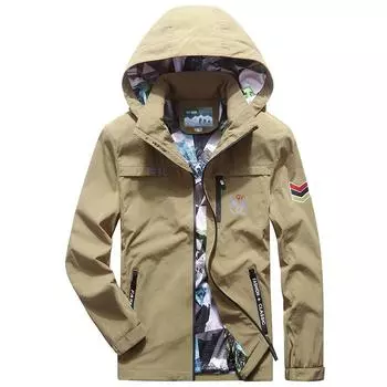 Новые мужские повседневные куртки весна и осень свободные мужские ветровки с капюшоном большие размеры топы повседневные S