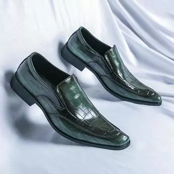 Новые мужские повседневные модельные кожаные туфли, роскошные модные свадебные туфли с крокодиловым узором, оксфорды в британском стиле 37 зелёный
