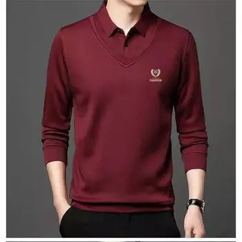 Новые мужские повседневные мужские бархатные утолщенные искусственные двухсекционные рубашки-поло среднего возраста с лацканами для модных мужчин, цельные M