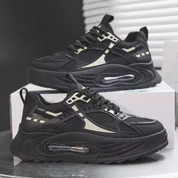 Новые мужские повседневные нескользящие дышащие кроссовки для бега на открытом воздухе, спортивная обувь, легкая и удобная рабочая обувь 39 чёрный