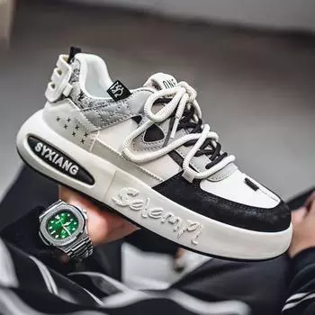 Новые мужские повседневные нескользящие дышащие кроссовки для скейтбординга, спортивная обувь для бега на открытом воздухе, легкая и удобная рабочая обувь 39 чёрный